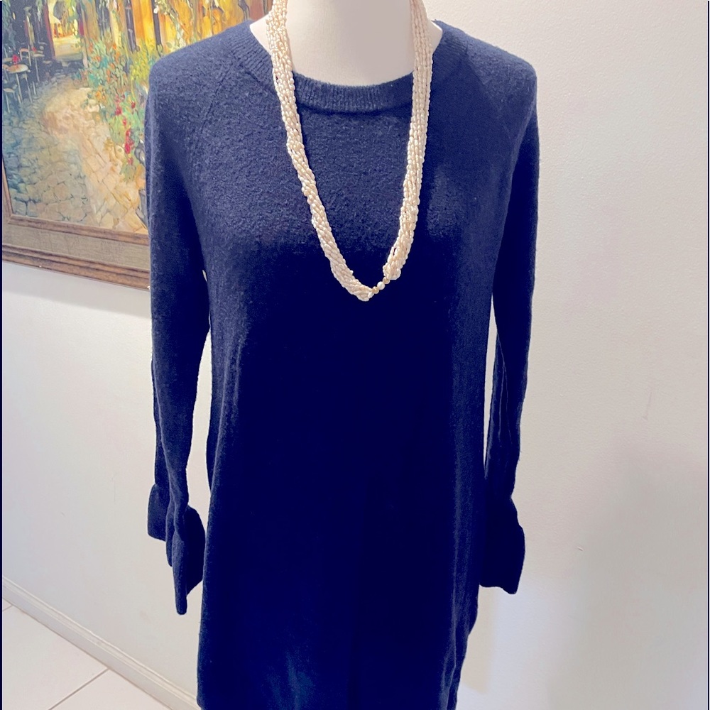 NWT Banana Republic Wool long Sleeve Navy Dress M